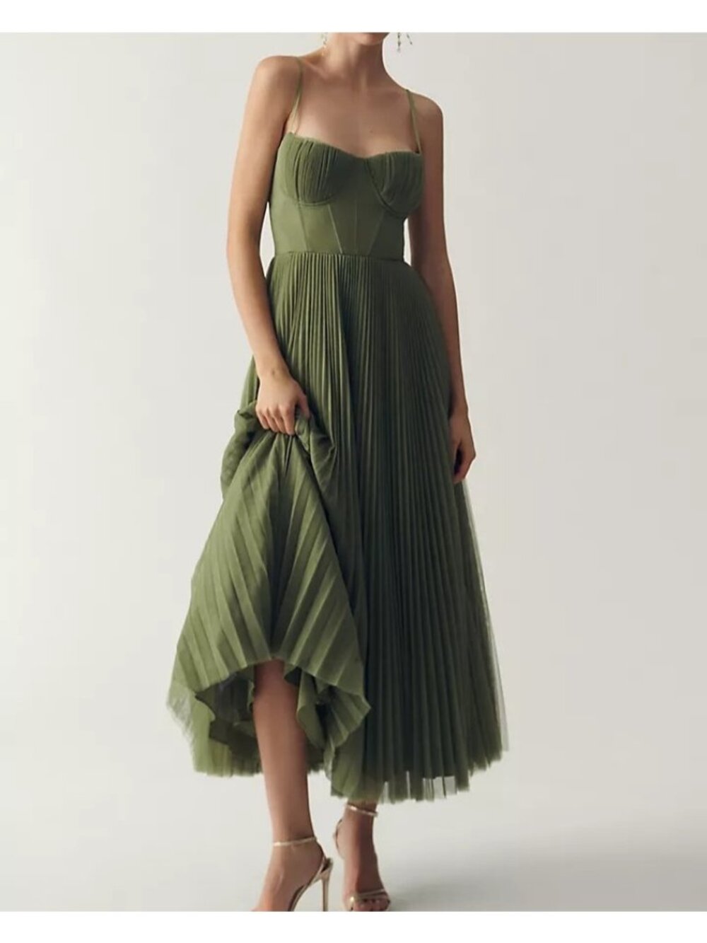 Hutch Amara Corset Dress Mesh Elegant Formal Tulle Whimsical Green Womens 8